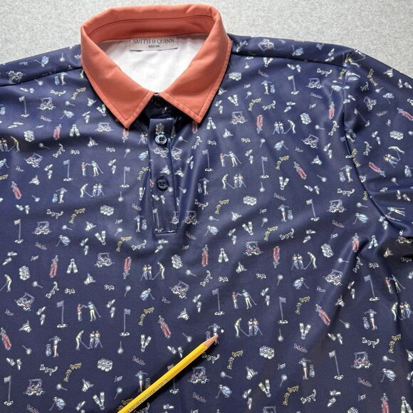 Smith And Quinn Golf‎ Polo All Over Print Bogey Cart Medium Stretch Active *Read - Picture 7 of 10